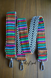 Hand Made, Adjustable Backpack Straps, "Fiesta" Black and White Chevron Back, purse strap
