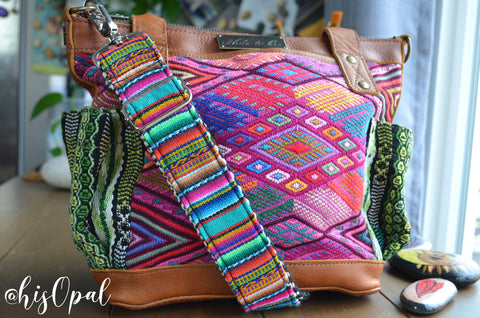 Hand Made Purse Strap, "Fiesta" Chevron Back, Adjustable Strap, 25 to 43 inches