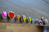 Fridge Magnet Set, Painted Rock Hearts, Mini Hearts Magnet Set, Refrigerator Magnets