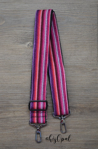 Hand Made Purse Strap, "Baja" Black Back, Adjustable Strap, 25 to 43.5 inches