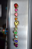 Fridge Magnet Set, Painted Rock Hearts, Mini Hearts Magnet Set, Refrigerator Magnets