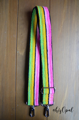 Hand Made Purse Strap, "Mexico" Black Back, Extra Long Adjustable Strap, 29 to 51.5 inches