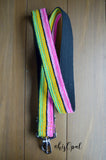 Hand Made Purse Strap, "Mexico" Black Back, Extra Long Adjustable Strap, 29 to 51.5 inches