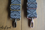 Hand Made Purse Strap, Grey Diamond, Adjustable Strap, approx. 25.5 to 44.5 inches