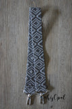 Hand Made Purse Strap, Grey Diamond, Over the Shoulder Strap, 29 inches
