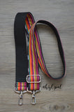 Hand Made Purse Strap, "Sedona" Black Back, Adjustable Strap, 25 to 44 inches