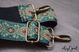 Hand Made Adjustable Purse Strap, Hunter Green Black Back, 24.5 to 42.5 inches