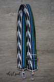 Hand Made Purse Strap, "Baja" Black Back, Adjustable Strap, 25.5 to 45 inches