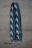 Hand Made Purse Strap, "Baja" Black Back, Adjustable Strap, 25 to 43 inches