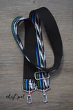 Hand Made Purse Strap, "Baja" Black Back, Adjustable Strap, 25.5 to 45 inches