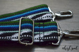Hand Made Purse Strap, "Baja" Black Back, Adjustable Strap, 25.5 to 45 inches