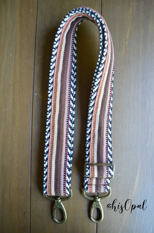 Hand Made Purse Strap, "Esperanza" Chevron Back, Adjustable Strap, 28 to 47.5 inches
