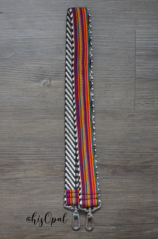 Hand Made Purse Strap, "Sedona" Black and White Back, Over the Shoulder Strap, 33 inches