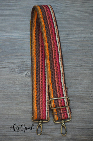Hand Made Purse Strap, "Baja" Brown Back, Adjustable Strap, 24 to 42 inches