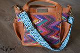 Hand Made Purse Strap, "Japanese Aqua" Adjustable Strap, woven cotton strap, approx 25 to 43 inches