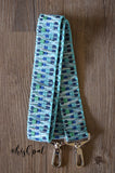 Hand Made Purse Strap, "Japanese Aqua" Cross Body Strap, woven cotton strap, 37 inches