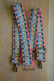 Hand Made Purse Strap, "Japanese Rainbow" Adjustable Strap, woven cotton, approx. 26 to 45 inches