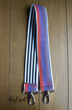 Hand Made Purse Strap, "Javana" Black and White Back, 2 inch wide Over the Shoulder Strap 29 inches