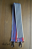 Hand Made Purse Strap, "Javana" Black and White Back, 2 inch wide Over the Shoulder Strap 29 inches