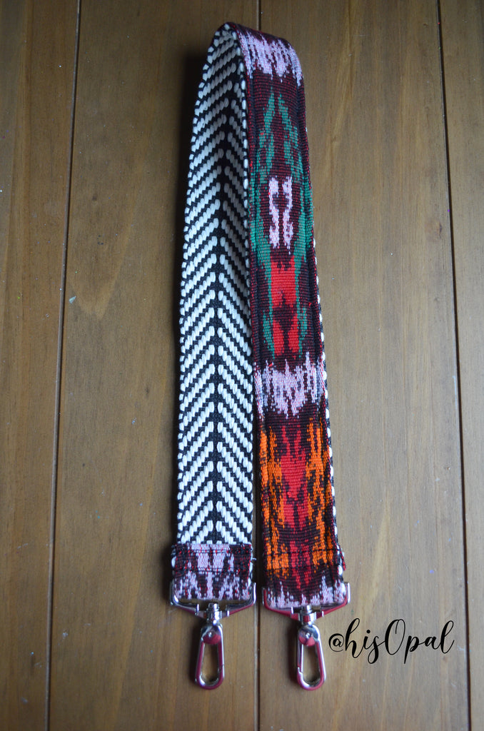 Hand Made Purse Strap, "Javana" Chevron Back, Over the Shoulder Strap 29 inches