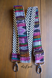 Hand Made Purse Strap, "Jewel" Chevron Back, Adjustable Strap, approx. 26 to 44.5 inches