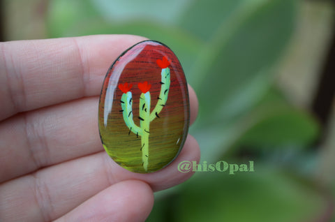 Cactus Fridge Magnet, Painted Rock Magnet, Mini Cactus Magnet