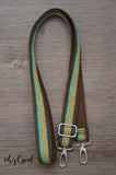 Hand Made Purse Strap, 1 inch wide, "Baja" Brown Back Adjustable Strap 25.5 to 45 inches