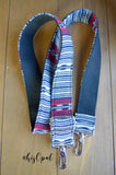 Hand Made Purse Strap, "Lobo" Black Back, Adjustable Strap, 26.5 to 46 inches