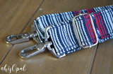 Hand Made Purse Strap, "Lobo" Black Back, Adjustable Strap, 26.5 to 46 inches