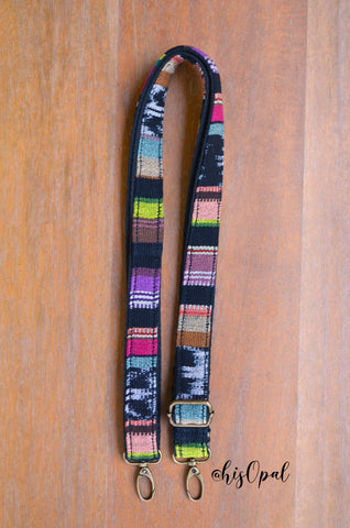 Hand Made Purse Strap, Skinny Strap 1 Inch Wide "Moonlight Orchid" Black Back, Adjustable Strap, approx. 28 to 50 inches