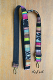 Hand Made Purse Strap, Skinny Strap 1 Inch Wide "Moonlight Orchid" Black Back, Adjustable Strap, approx. 28 to 50 inches
