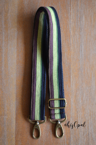 Hand Made Purse Strap, OOAK "Moonlight Orchid" Black Back, Adjustable Strap, approx. 28 to 48 inches