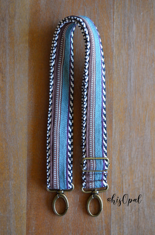 Hand Made Purse Strap, OOAK "Moonlight Orchid" Chevron Back, Adjustable Strap, approx. 27 to 47 inches