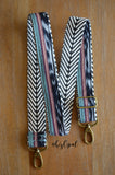 Hand Made Purse Strap, OOAK "Moonlight Orchid" Chevron Back, Adjustable Strap, approx. 28 to 48 inches