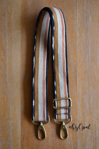 Hand Made Purse Strap, OOAK "Moonlight Orchid" Black Back, Adjustable Strap, approx. 28 to 47 inches