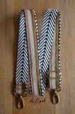 Hand Made Purse Strap, OOAK "Moonlight Orchid" Chevron Back, Adjustable Strap, approx. 28.5 to 49 inches