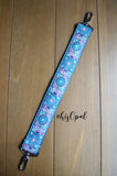 Super Short Hand Made Purse Strap, "Mantra" Navy Back, Over the Shoulder Strap 16.5 inches