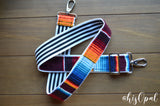 Hand Made Purse Strap, 2 inch wide, "Mexico" Black and White Striped Back, Adjustable Strap, 25 to 42.5 inches