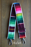Hand Made Purse Strap, 2 inch wide, "Mexico" Black and White Striped Back, Adjustable Strap, 25 to 42.5 inches