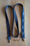 Hand Made Purse Strap, Skinny Strap, 1 Inch Wide "Midnight Blue Black Artisan" Black Back, Extra Long Adjustable Strap, 32 to 57.5 inches