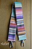 Hand Made Purse Strap, 2 inch wide, "Minty Fresh" Black and White Striped Back, Adjustable Strap, 25 to 43.5 inches