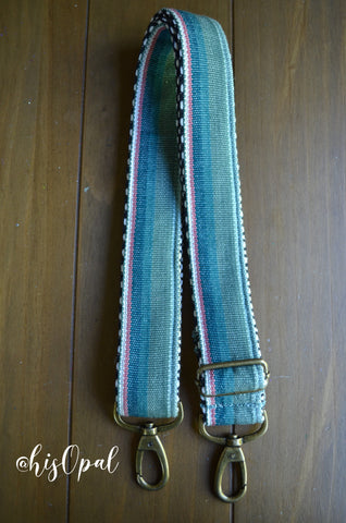 Hand Made Purse Strap, "Minty Fresh" Chevron Back, Adjustable Strap, approx. 26.5 to 46.5 inches