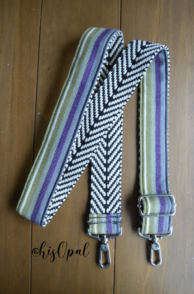 Hand Made Purse Strap, "Minty Fresh" Chevron Back, Adjustable Strap, approx. 26 to 45 inches
