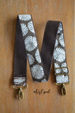 Hand Made Adjustable SHORTY Purse Strap, Monstera Leaf, Brown Back, 21 to 36 inches