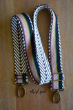 Hand Made Purse Strap, OOAK "Moonlight Orchid" Chevron Back, Adjustable Strap, approx. 26.5 to 45 inches