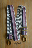Hand Made Purse Strap, OOAK "Moonlight Orchid" Chevron Back, Adjustable Strap, approx. 26.5 to 45 inches