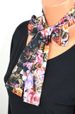 Womens Neck tie Nicole Miller Fabric Floral Print Neck Scarf Head Wrap Ascot
