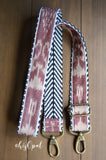 Hand Made Purse Strap, "Neutral" Chevron Back, Adjustable Strap, approx. 27 to 46 inches