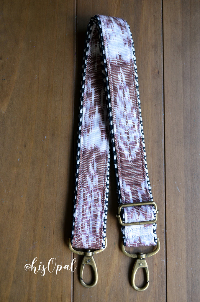 Hand Made Purse Strap, "Neutral" Chevron Back, Adjustable Strap, approx. 26.5 to 45.5 inches