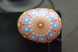 Peach Pink Mandala Stone, Hand Painted Rock, Baby Shower Gift